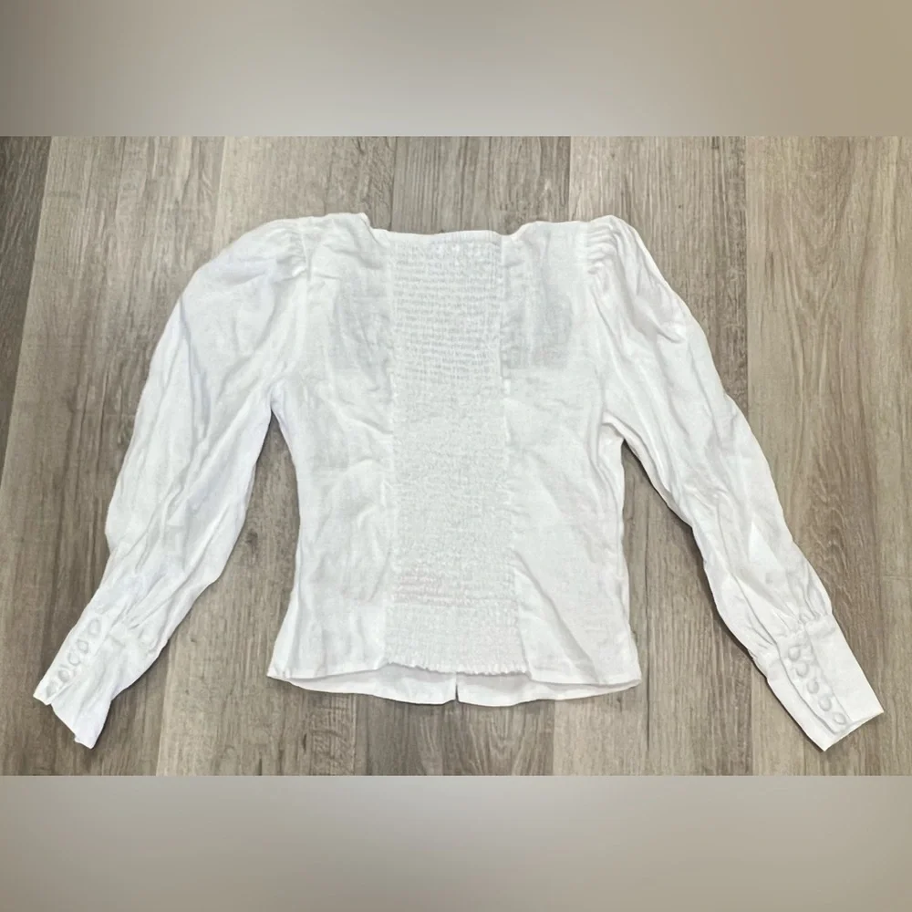 Reformation White Puff Sleeve Top